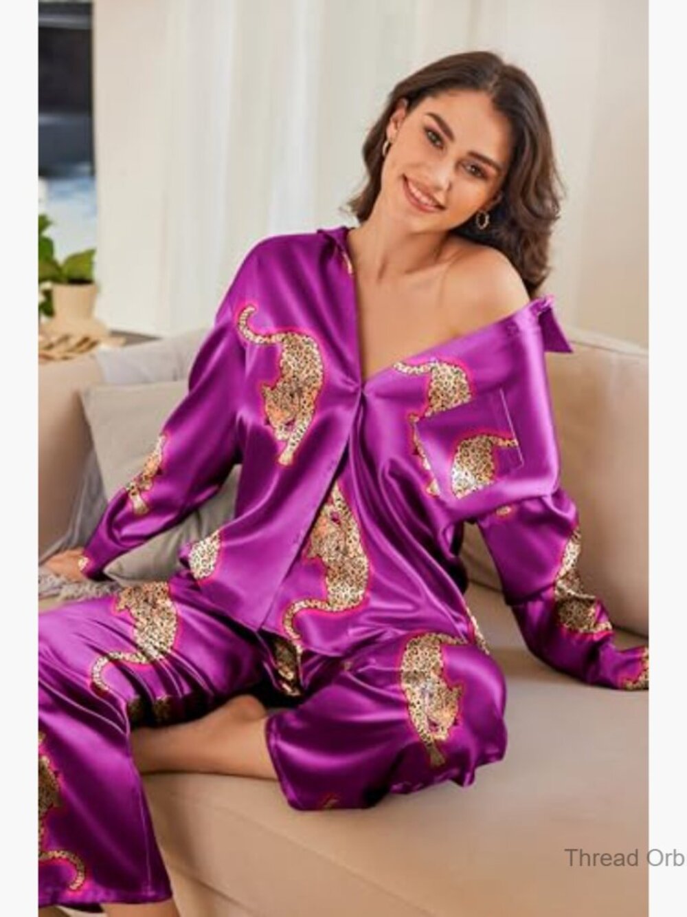Satin Pajama Set 2 Piece Loungewear Button Down Sleepwear XXL - Picture 4 of 5